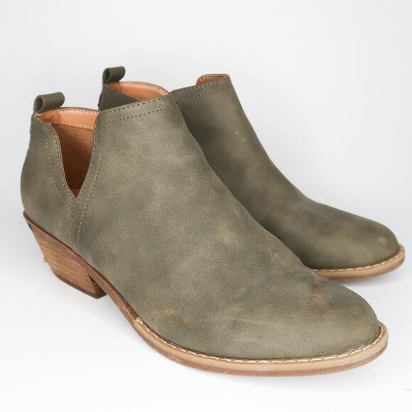 DV Dolce Vita Womens Dellia Booties‎ Size 7.5 Suede Leather Olive Green Braided - Picture 1 of 11